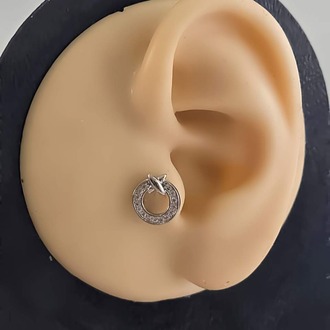 Halka X Artı Model Kıkırdak Piercing Tragus Helix Silver Gümüş Renk Küpe - 1376