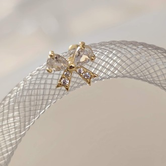 Fiyonk Kurdela Model Kıkırdak Piercing Tragus Helix Gold Renk Küpe - 1436