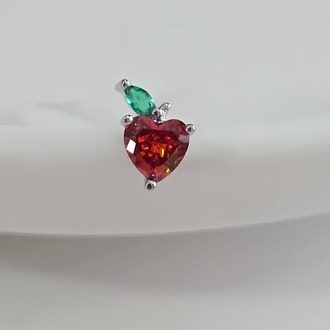 Kırmızı Elma Model Kıkırdak Piercing Tragus Helix Silver Gümüş Renk Küpe - 1370