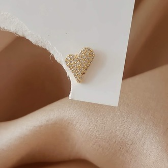 Kalp Zirkon Taşlı Model Kıkırdak Tragus Helix Piercing Gold Altın Renk Küpe - 1589
