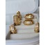 6'lı Oval Minimalist Hoop Zirkon Taşlı Altın Kaplama Gold Renk Küpe Seti - 1274