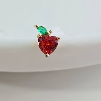Kırmızı Elma Model Kıkırdak Piercing Tragus Helix Altın Kaplama Gold Renk Küpe - 1371