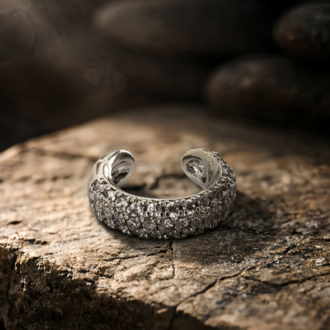 Minimal Işıltılı Zirkon Taşlı Kıkırdak Cuff Gümüş Renk Küpe - 1818
