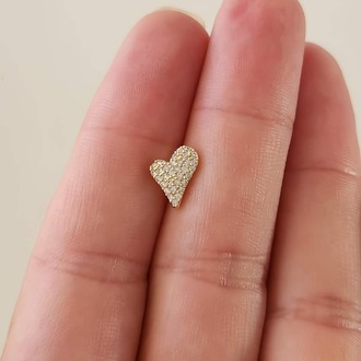 Kalp Zirkon Taşlı Model Kıkırdak Tragus Helix Piercing Gold Altın Renk Küpe - 1589