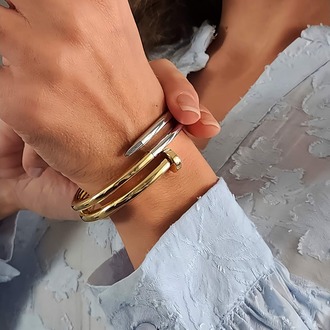 Çivi Sarmal Gold Molted Kelepçe Çelik Bileklik 1485