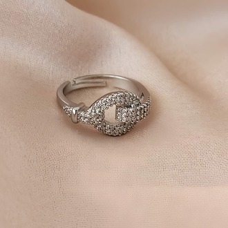 Kilit Model Zirkon Taşlı Ayarlanabilir Silver ve Gold Renkli Yüzük - 1662