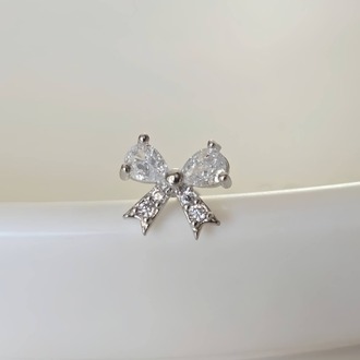 Fiyonk Kurdela Model Kıkırdak Piercing Tragus Helix Silver Gümüş Renk Küpe - 1435