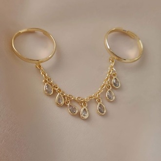 Şahmaran Damla Başak Model Zirkon Taşlı Ayarlanabilir Silver ve Gold Renkli Yüzük- 1680