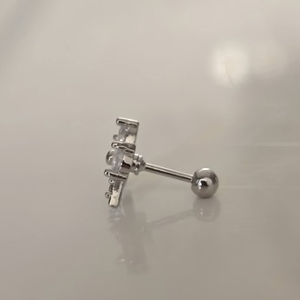 Fiyonk Kurdela Model Kıkırdak Piercing Tragus Helix Silver Gümüş Renk Küpe - 1435