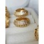 6'lı Oval Minimalist Hoop Zirkon Taşlı Altın Kaplama Gold Renk Küpe Seti - 1274