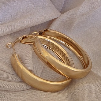 Halka Model Gold Renk Çelik Küpe 5cm - 1779