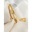 Vintage Top Model Retro Mikro Kakma Kuyum İşçiliği Bileklik Yüzük Gold Çelik Set - 1255