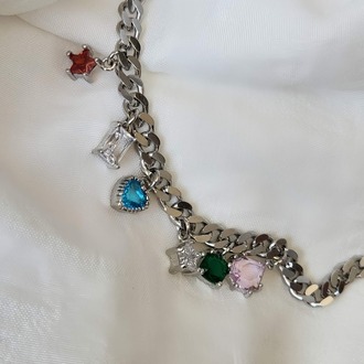 Renkli Baget Gurmet Model Silver Renk Çelik Bileklik - 1494