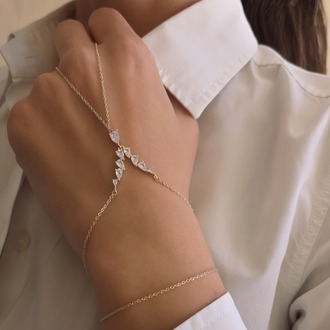 Markiz Kesim Zirkon Taşlı Y Model Gold Renk Şahmeran - 1856