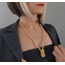 Top Zincir Modüler Örme Çelik Zincir Uzun Konsept Altın Kaplama Gold Renk Kolye - 1078