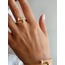 Vintage Top Model Retro Mikro Kakma Kuyum İşçiliği Bileklik Yüzük Gold Çelik Set - 1255