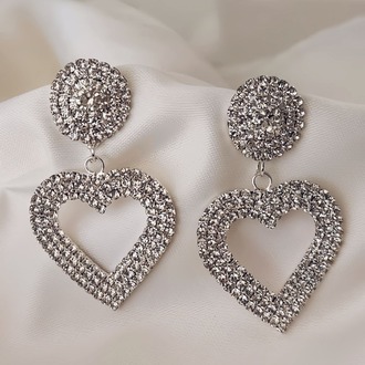 Kalp Love Aşk Sallantılı Model Gümüş Kaplama Küpe - 1360