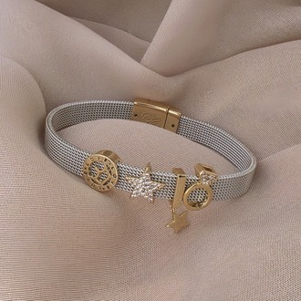 Mesh Charm Yıldız Yüzük Çelik Bileklik- 1796