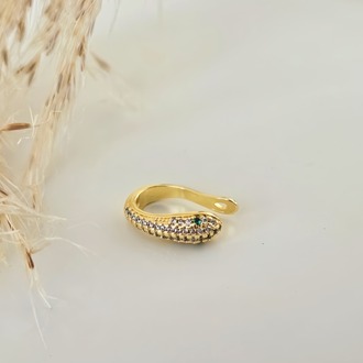 Minimal Yılan Model Taşlı Kıkırdak Cuff Gold Renk Küpe - 1821