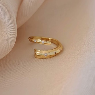 Çapraz Zirkon Taşlı Model Ayarlanabilir Gold ve Silver Renkli Yüzük - 1615