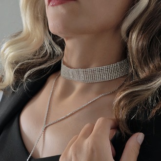Gümüş Kaplama Rhinestone Y Model Su Yolu Model Kolye - 1728