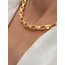 Kare Halkalı Unisex Gold Çelik Kolye