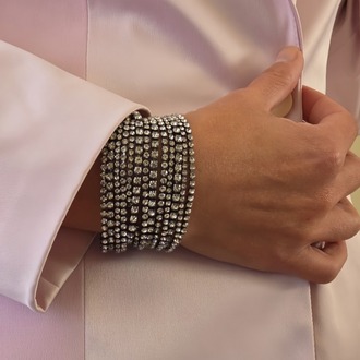 Çoklu Döküm Su Yolu Rhinestone Füme Renk Kristal Bileklik - 1826