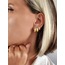 6'lı Oval Minimalist Hoop Zirkon Taşlı Altın Kaplama Gold Renk Küpe Seti - 1274