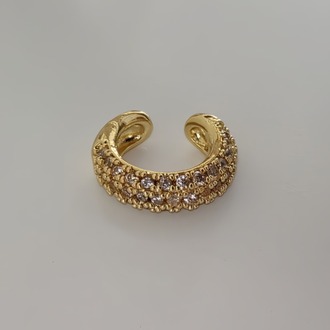 Minimal Işıltılı Zirkon Taşlı Kıkırdak Cuff Gold Renk Küpe - 1819