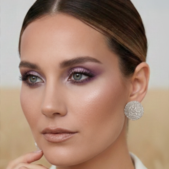 Yuvarlak Model Abiye Gümüş Renkli Küpe - 1358