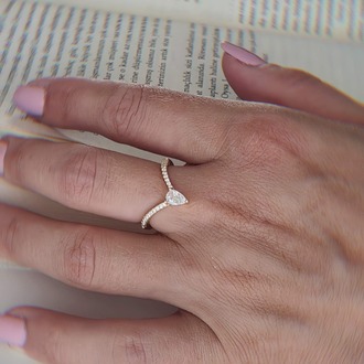 V Model Damla Zirkon Taşlı Ayarlanabilir Silver Gümüş Renkli Yüzük - 1648