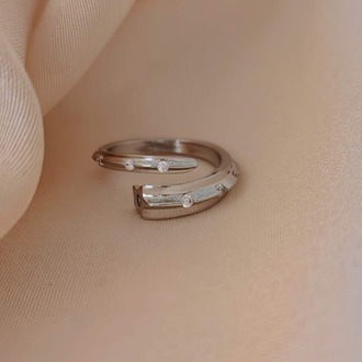 Çapraz Zirkon Taşlı Model Ayarlanabilir Gold ve Silver Renkli Yüzük - 1615
