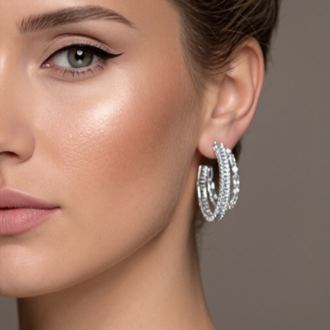 İkili Yarım Halka Model Zirkon Taşlı Antialerjik VİP Halka Silver Renk Küpe Antialerjik - 1816