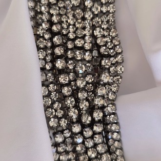 Çoklu Döküm Su Yolu Rhinestone Füme Renk Kristal Bileklik - 1826