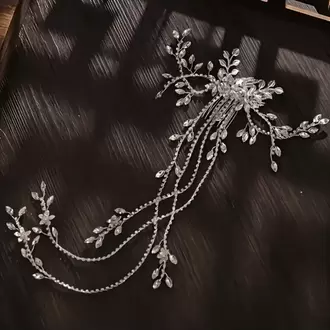 Kristal Taşlı  Püsküllü  Gelin Nişan Lohusa Saç Tarak Tokası