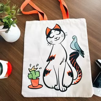 Arife, Kaktüs ve Kuş Bez Çanta