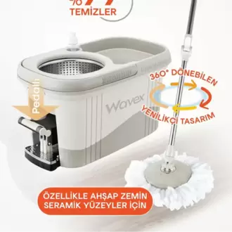 WAVEX Turbo Pedallı Temizlik Sistemi / 1 Adet Yedek Bez Hediye ( Toplam 2 Bez)