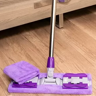 Yedek Bezli Yer Mopu Duvar Fayans Cam Temizlik Mikrofiber 4 Mandallı Mop(MOR)