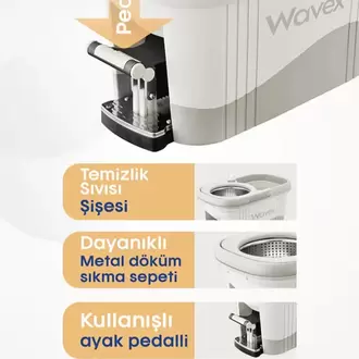 WAVEX Turbo Pedallı Temizlik Sistemi / 1 Adet Yedek Bez Hediye ( Toplam 2 Bez)