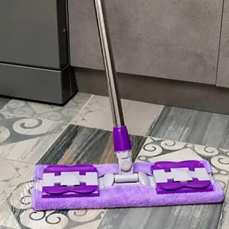 Yedek Bezli Yer Mopu Duvar Fayans Cam Temizlik Mikrofiber 4 Mandallı Mop(MOR)