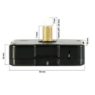 Askısız 14 mm Şaft Akar Sessiz Duvar Saati Mekanizması -Metal akrep-yelkovan-saniye