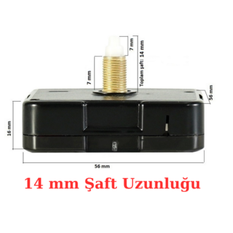 Askısız 14 mm Şaft Akar Sessiz Duvar Saati Mekanizması -Metal akrep-yelkovan-saniye