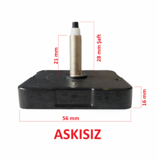Askısız 28 mm Şaft Akar Sessiz Duvar Saati Mekanizması -Metal akrep-yelkovan-saniye