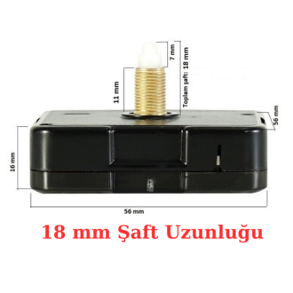 Askısız 18 mm Şaft Akar Sessiz Duvar Saati Mekanizması -Metal akrep-yelkovan-saniye