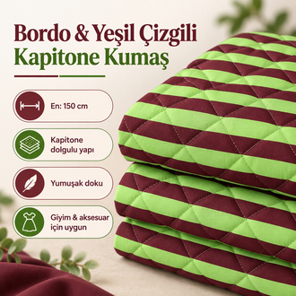 Kızıl Kahve Neon Yeşil Kapitone Kumaş