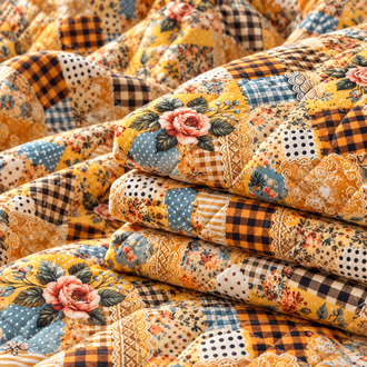 Patchwork Çiçekli Kapitone Kumaş