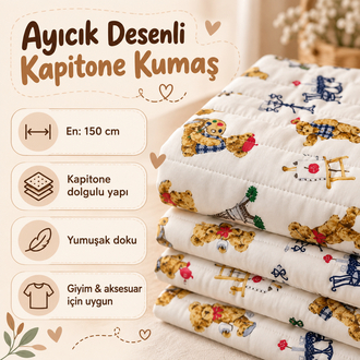 Ayıcık Desenli Kapitone Kumaş