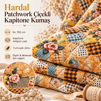 Patchwork Çiçekli Kapitone Kumaş