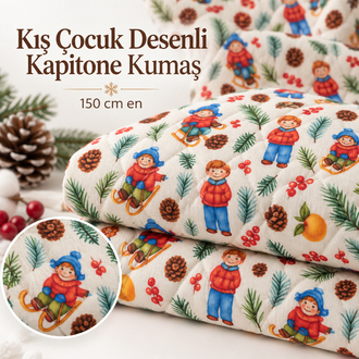 Kış Çocuk Desenli Kapitone Kumaş