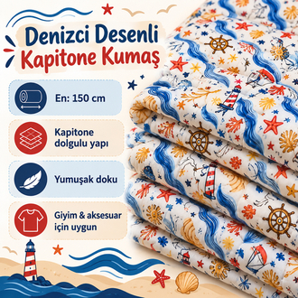 Denizci Desenli Kapitone Kumaş